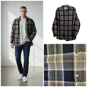 Red Head Mens Plaid Flannel Shirt Long Sleeve Button Down Warm Top Sz LT Tall